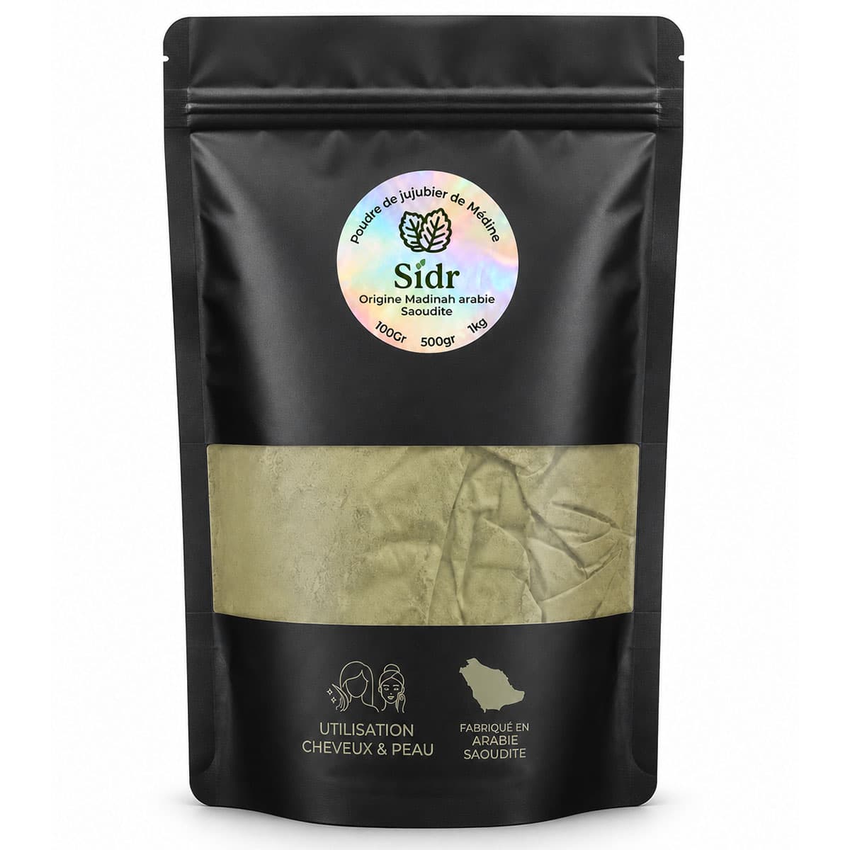 Poudre de sidr de Médine 100 % pure - Sachet hermétique - Format XL 500 g